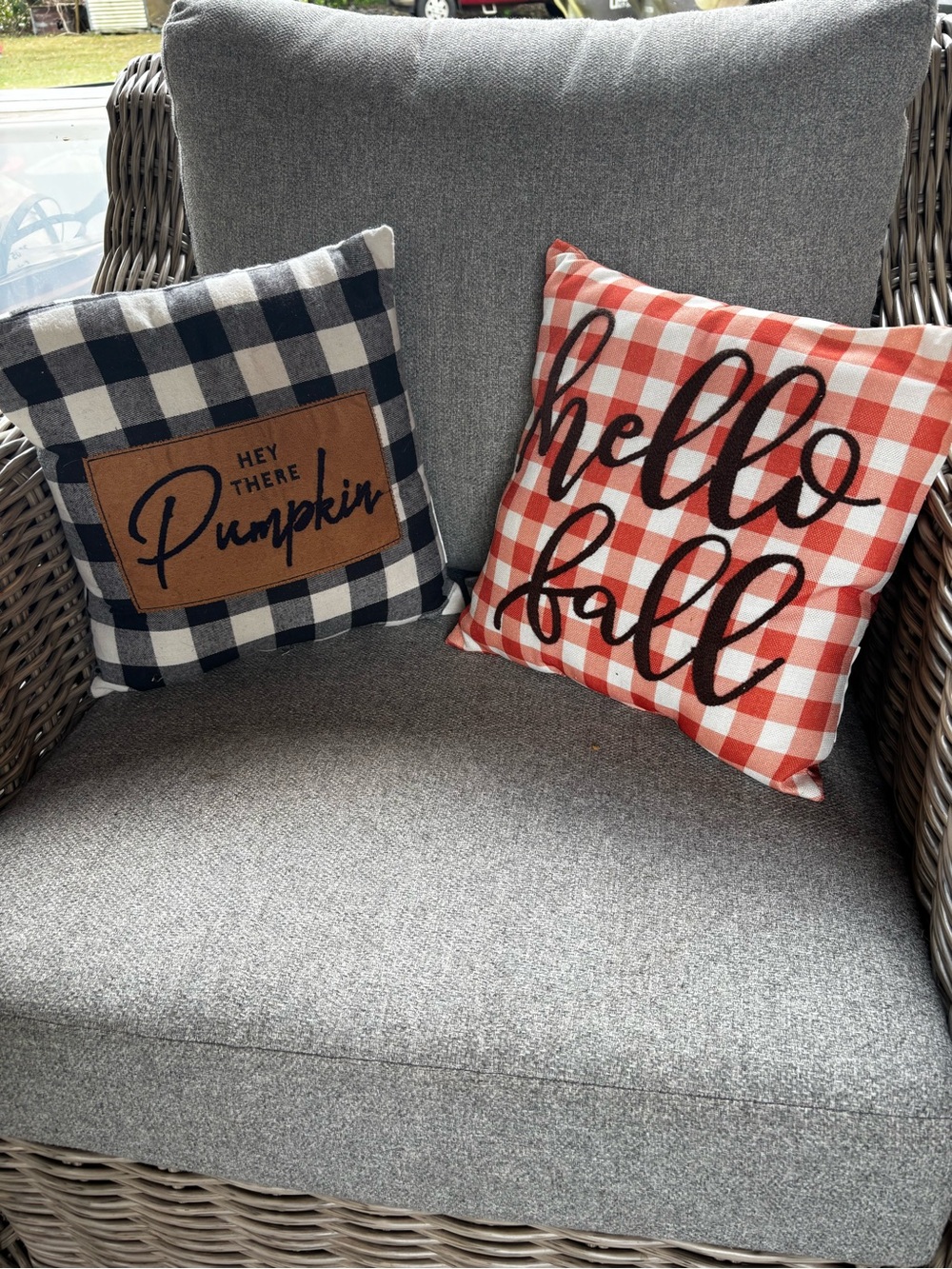 Two Fall gingham pillows- Seasonal Accent